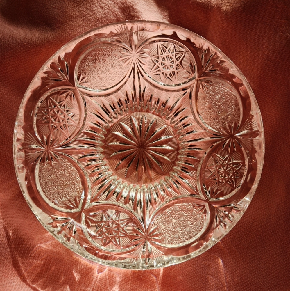 Bohemian Crystal Glass Lace Bowl Trinket Dish